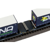 Wagon towarowy podwójna platforma T3000e z ładunkiem, Wascosa Piko 24600 HO 1:87